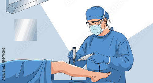 Surgeon Performing Minimally Invasive Knee Surgery with Advanced Tools