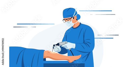 Surgeon Performing Minimally Invasive Knee Surgery with Advanced Technology