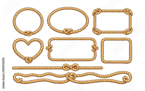 Nautical Rope Frames and Decorative Dividers Set – Marine Rope Borders with Knots Collection