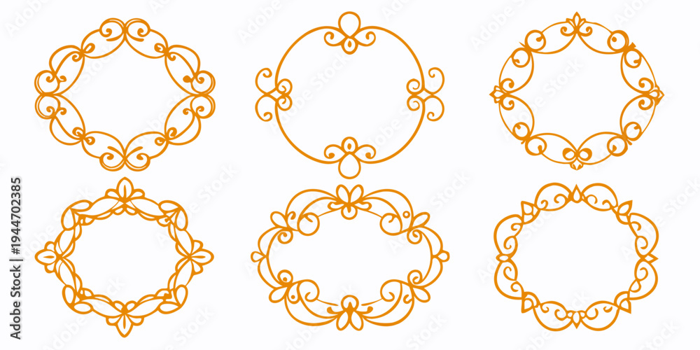 Obraz premium Set of elegant golden ornamental frames and borders, vector