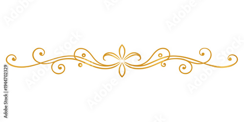Elegant golden calligraphic divider flourish design, vector