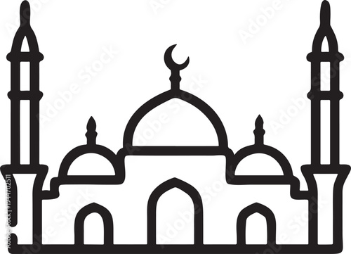 An isolated vector illustration of the ancient Taj Mahal landmark in Agra India featuring iconic dome architecture and intricate temple roof details against a clear sky