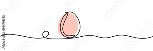 Easter egg with continuous line drawing in soft pink and white for celebration