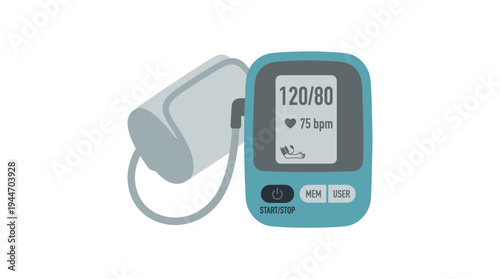 Digital Blood Pressure Monitor Icon with Cuff and Pulse Display
