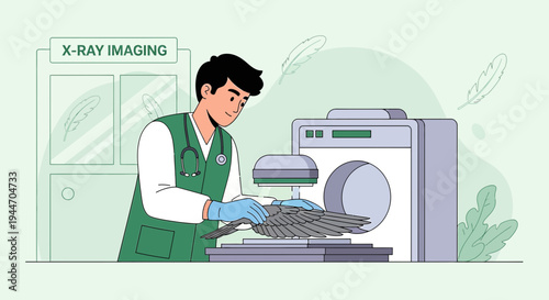 Radiologist Performing Mammography Exam with X-Ray Imaging Machine in Clinic