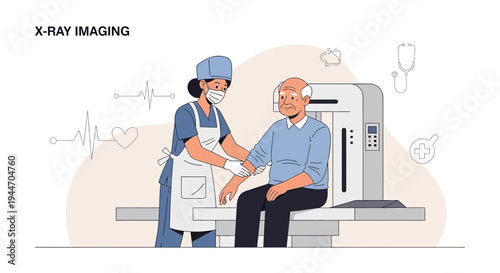 Radiologist Performing X-Ray Imaging on Elderly Patient in Medical Clinic