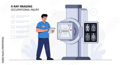 Radiologist Performing X-Ray Imaging for Occupational Injury Diagnosis
