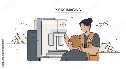 Radiologist Performing X-Ray Imaging on Patient in Medical Clinic