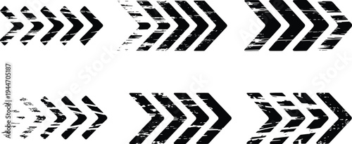 Chevron arrows distressed grunge texture in black and white with a faded effect for graphic design elements.