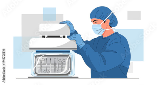 Scientist in protective gear operates advanced medical imaging equipment for diagnostics