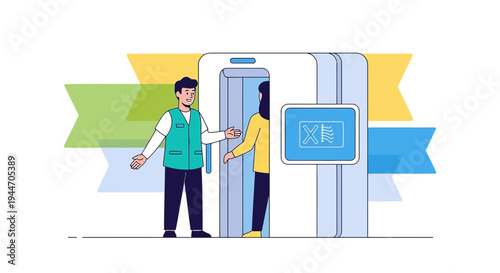 Security Scanner: Person undergoing body scan at airport or event security checkpoint