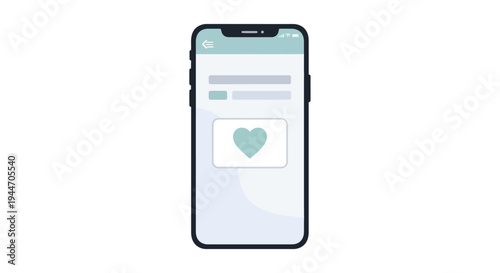 Mobile Health App Interface Icon with Heart Card Display
