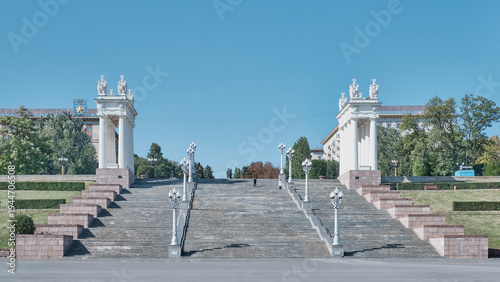Granite Staircase and Propylaea at 62nd Army Embankment in Volgograd, Russia