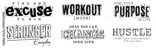 GYM, Fitness, Workout, Positive inspirational motivational slogan quotes T shirt design graphic vector bundle