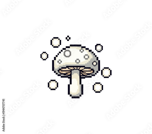 Isolated mushroom illustration on black background