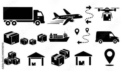 Logistics Global Delivery Service Vector Icon Pack