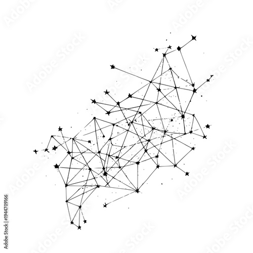 Geometric Network Connections on White Background