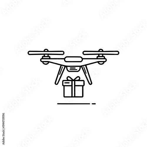 Drone Delivering Gift Box in Flight