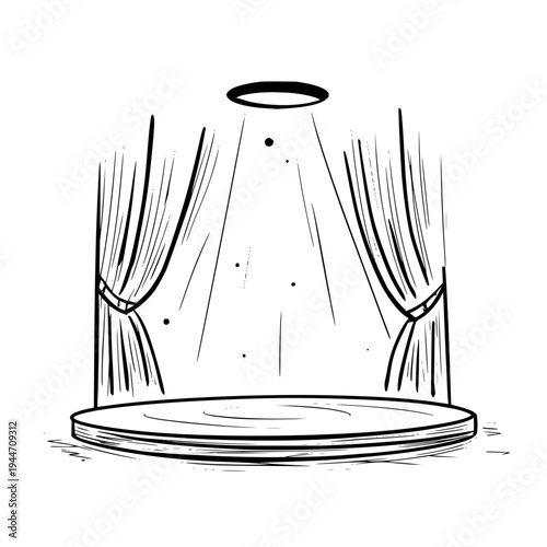 Theatre Stage with Spotlight and Curtains