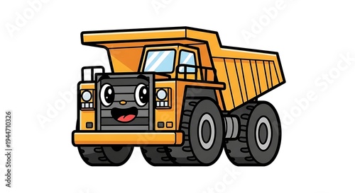 Cartoon illustration of a dump truck.