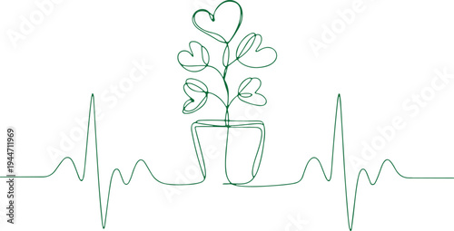 Dark Green Heart Plant And Heartbeat Graphic leaves