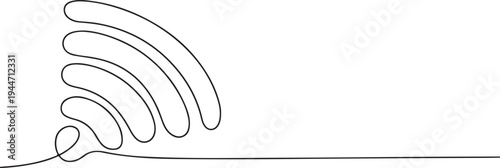 Continuous line drawing of wifi signal waves wireless
