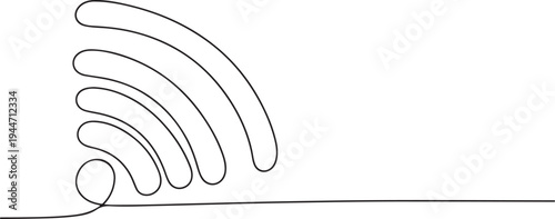 Single line art of wifi signal waves wireless connection