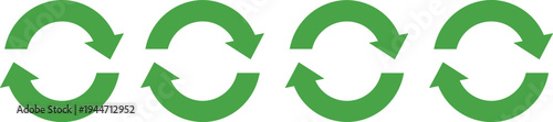 Green Circular Rotation Arrow Symbols for Sustainability Recycle Process Progress Update Refresh Sync and Continuous Loop Business Workflow Concept Vector Illustration