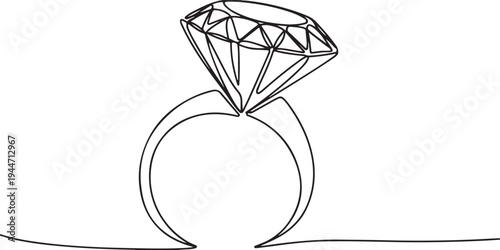 Continuous Line Art Diamond Ring jewelry engagement