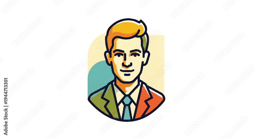 Fototapeta premium Stylized portrait illustration of a professional male figure