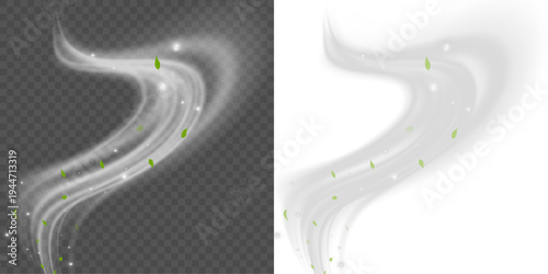 Fresh air flow and wind wave effect isolated on transparent background