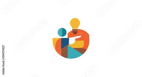 Abstract illustration of collaborative teamwork and creative innovation