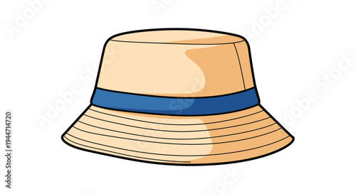 Cartoon bucket hat with blue ribbon