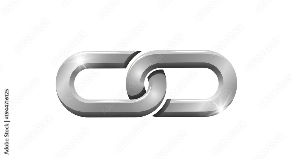 Obraz premium A shiny silver chain link on a plain white background