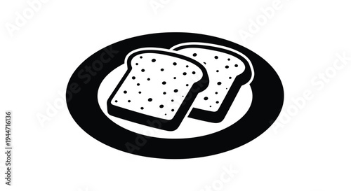 Two slices of bread on a plate a striking black silhouette