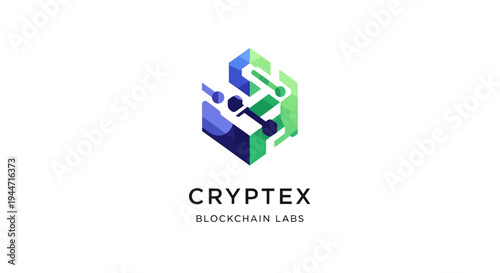 Cryptex Blockchain Labs 3D Logo Design.