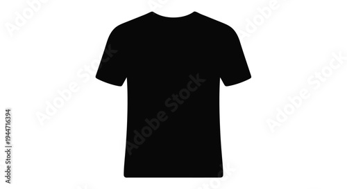 Simple black t shirt displayed on a white background silhouette