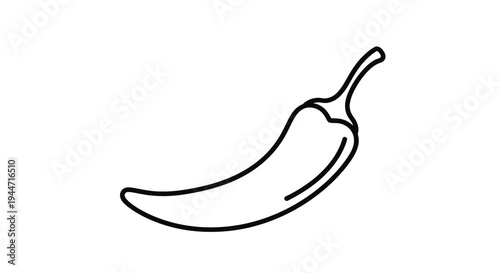 Simple line drawing of a chili pepper black outline silhouette