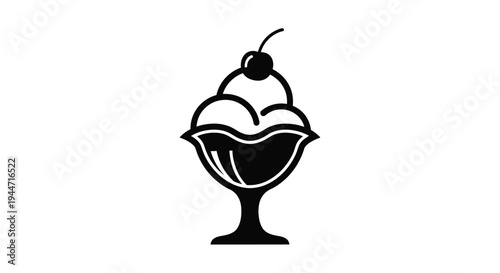 Black ice cream sundae in a glass a striking silhouette