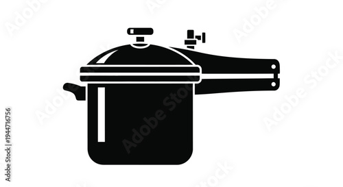 Black pressure cooker illustration with a strong bold silhouette