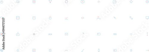 Abstract Digital Technology Icons Collection. Data Network Communication Symbols. Minimalist Design.