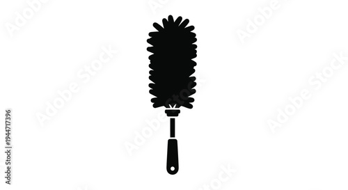 Black feather duster isolated on a white background silhouette
