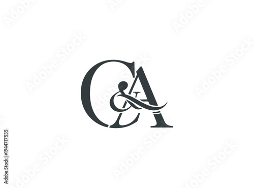 Elegant lettermark ca symbol on dark background conceptual design