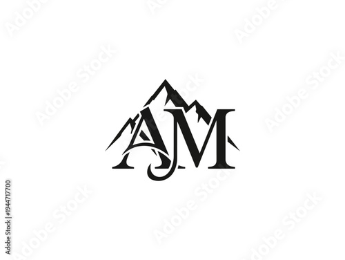 Monochromatic mountain lettermark design for professional branding