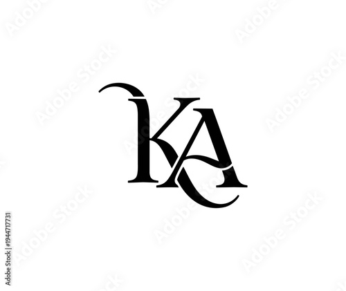 Monogram ja typography design on black background