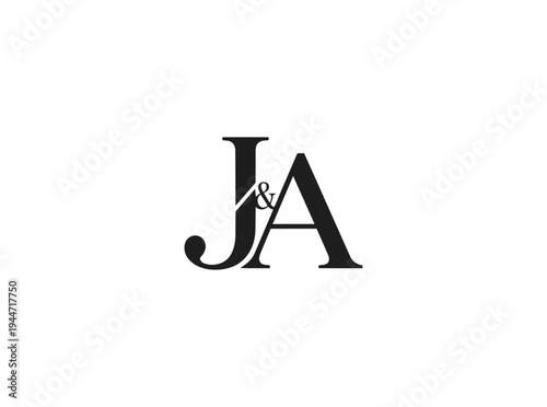 Monogram logo design with initial letters ja against black background