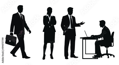 Business professionals in a meeting depicted in a dark silhouette