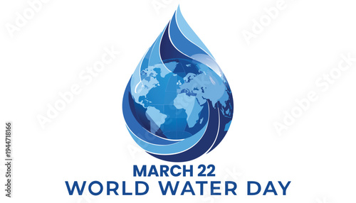 Blue Water Drop With Earth March22 Water Day earth globe March 22