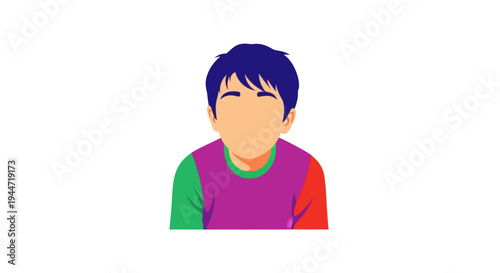 Colorful Cartoon Boy Portrait - Simple Flat Design