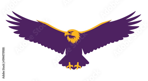 Majestic Eagle Wings Spread Logo - Purple and Gold